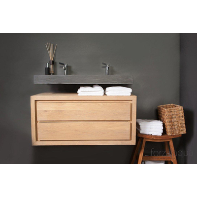 Forzalaqua Stockholm lavabo 120,5x51,5x9cm Rectangulaire 2 trous de robinet Pierre naturelle Pierre bleue adoucie